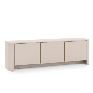 Meuble TV AMOS - Cachemire - Arrondi - Fermeture silencieuse - Largeur 168 cm, Hauteur 52 cm, Profondeur 39 cm