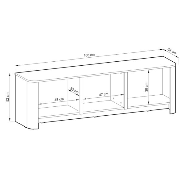 Meuble TV AMOS - Cachemire - Arrondi - Fermeture silencieuse - Largeur 168 cm, Hauteur 52 cm, Profondeur 39 cm – Image 3