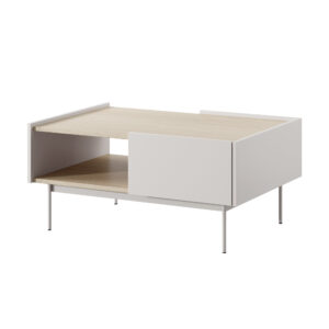 Table basse Kelowna - Cachemire, Chene - 2 tiroirs - Largeur 97 cm, Hauteur 45 cm, Profondeur 65 cm