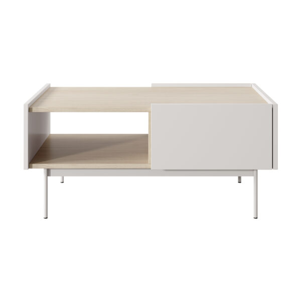 Table basse Kelowna - Cachemire, Chene - 2 tiroirs - Largeur 97 cm, Hauteur 45 cm, Profondeur 65 cm – Image 7