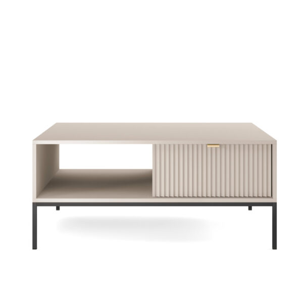 Table basse NANAIMO - Cachemire - Poignées dorées - Avec tiroir - Largeur 104 cm, Hauteur 48 cm, Profondeur 68 cm – Image 5