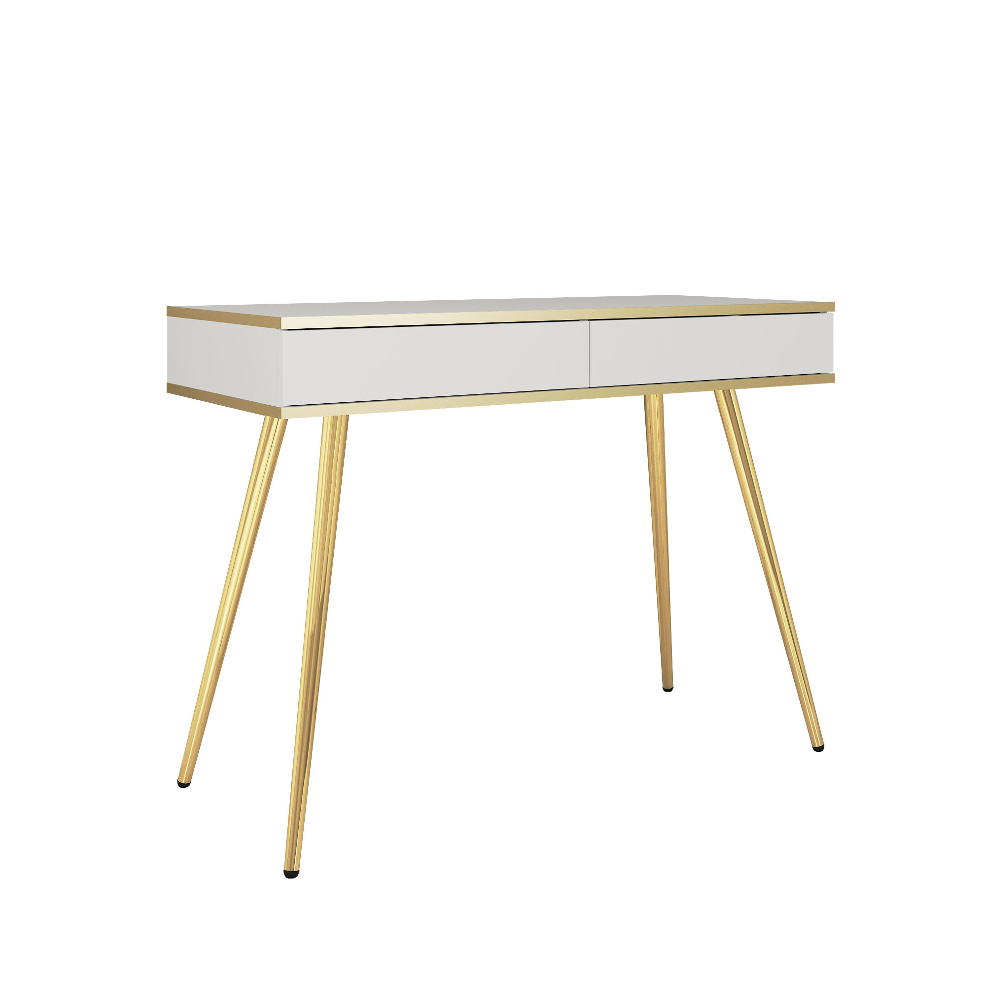 XMEBSKRTOAPI00101202_00-1.jpg Coiffeuse Banff T102 - Blanche - Détails dorés - 2 tiroirs - Largeur 102 cm, Hauteur 80 cm, Profondeur 50 cm – Image 1