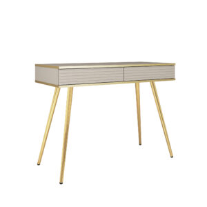 Coiffeuse Banff T102 MDF - Beige - Façades rainurées - 2 tiroirs - Largeur 102 cm, Hauteur 80 cm, Profondeur 50 cm