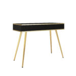 Coiffeuse Banff T102 MDF - Noire - Façades rainurées - 2 tiroirs - Largeur 102 cm, Hauteur 80 cm, Profondeur 50 cm