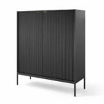 Commode NANAIMO K104 - Noir - Poignées dorées - Largeur 104 cm, Hauteur 125 cm, Profondeur 39 cm