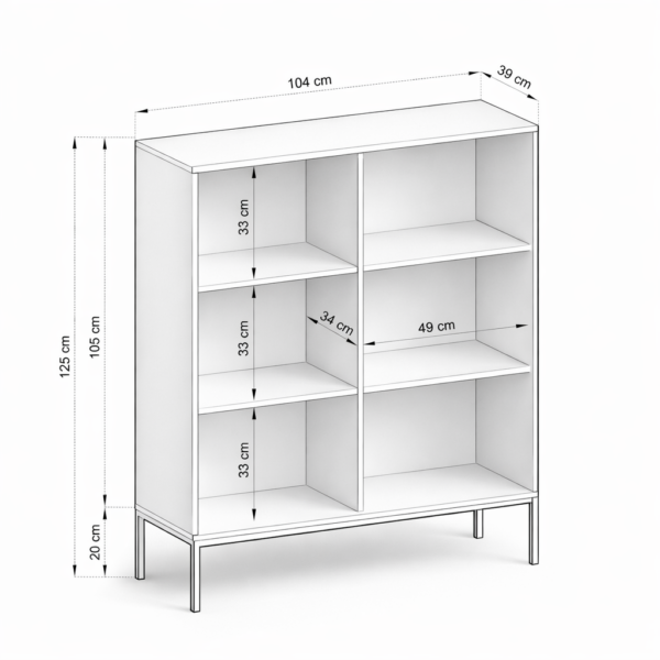 Commode NANAIMO K104 - Noir - Poignées dorées - Largeur 104 cm, Hauteur 125 cm, Profondeur 39 cm – Image 3