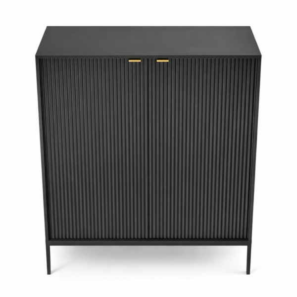 Commode NANAIMO K104 - Noir - Poignées dorées - Largeur 104 cm, Hauteur 125 cm, Profondeur 39 cm – Image 7