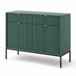 Commode NANAIMO KSZ104 - Verte - Poignées dorées - 2 tiroirs - Largeur 104 cm, Hauteur 83 cm, Profondeur 39 cm