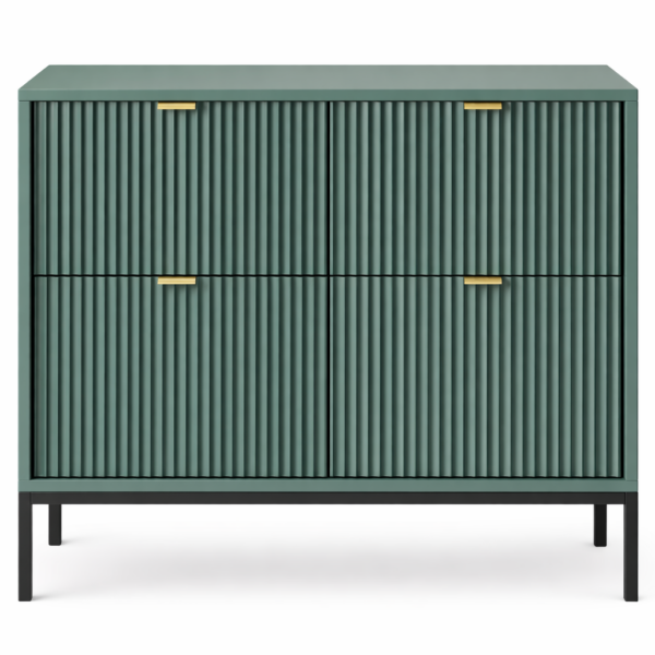 Commode NANAIMO KSZ104 - Verte - Poignées dorées - 2 tiroirs - Largeur 104 cm, Hauteur 83 cm, Profondeur 39 cm – Image 5