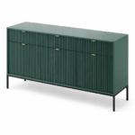 Commode NANAIMO KSZ154 - Verte - Poignées dorées - 3 tiroirs - Largeur 154 cm, Hauteur 83 cm, Profondeur 39 cm