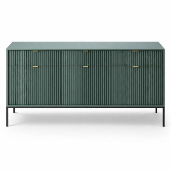 Commode NANAIMO KSZ154 - Verte - Poignées dorées - 3 tiroirs - Largeur 154 cm, Hauteur 83 cm, Profondeur 39 cm – Image 5