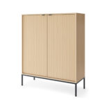 Commode NANAIMO K104 - Couleur Chêne - Poignées Noires - Largeur 104 cm, Hauteur 125 cm, Profondeur 39 cm