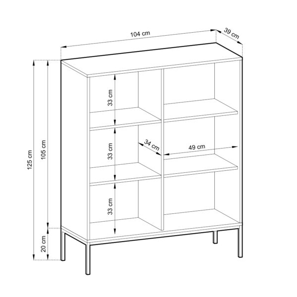 Commode NANAIMO K104 - Couleur Chêne - Poignées Noires - Largeur 104 cm, Hauteur 125 cm, Profondeur 39 cm – Image 3