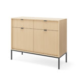 Commode NANAIMO KSZ104 - Couleur Chêne - Poignées Noires - 2 Tiroirs - Largeur 104 cm, Hauteur 83 cm, Profondeur 39 cm