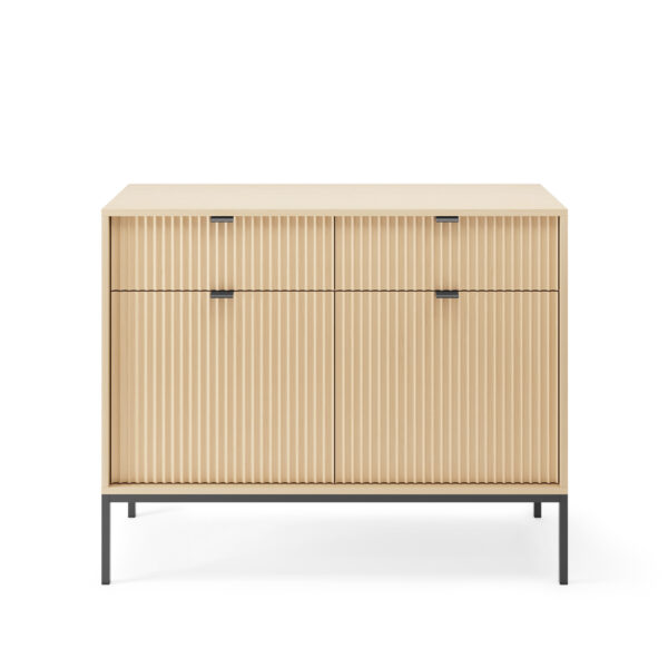 Commode NANAIMO KSZ104 - Couleur Chêne - Poignées Noires - 2 Tiroirs - Largeur 104 cm, Hauteur 83 cm, Profondeur 39 cm – Image 7