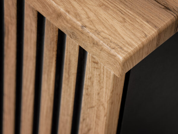 Meuble suspendu sous lavabo avec plan de travail TILO - corps noir - façades rainurées couleur chêne Wotan - 2 tiroirs - 80 x 60 x 46 cm – Image 6