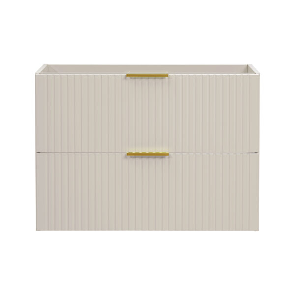 Meuble suspendu avec lavabo et plan de travail ADEN - cachemire - plan de travail couleur chêne Wotan - 2 tiroirs - 80 x 75 x 46 cm – Image 4