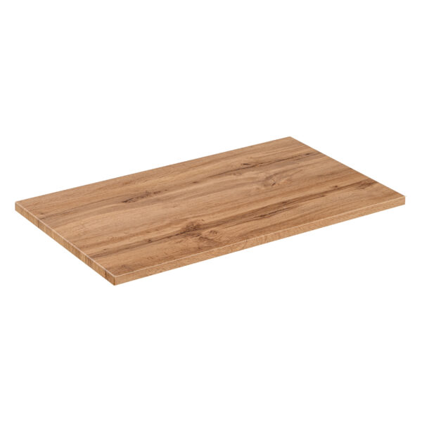 Meuble suspendu avec lavabo et plan de travail ADEN - chêne Wotan - façades rainurées - 2 tiroirs - 80 x 75 x 46 cm – Image 9