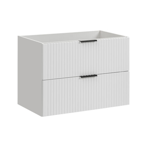 Meuble suspendu sous lavabo avec plan de travail ADEN - blanc - plan de travail couleur chêne Wotan - 2 tiroirs - 80 x 60 x 46 cm – Image 4