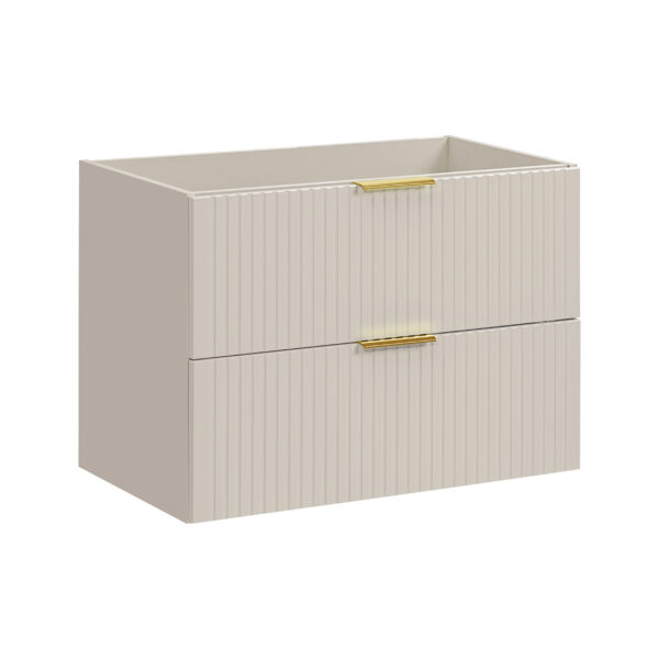 Meuble suspendu sous lavabo avec plan de travail ADEN - cachemire - plan de travail couleur chêne Wotan - 2 tiroirs - 80 x 60 x 46 cm – Image 4