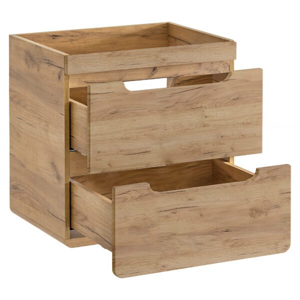 Meuble suspendu avec lavabo et siphon ARVIDA - couleur chêne - 2 tiroirs - 60 x 59 x 46 cm – Image 3