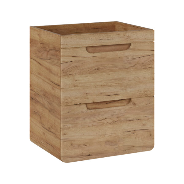 Meuble suspendu avec lavabo et siphon ARVIDA - couleur chêne - 2 tiroirs - 60 x 59 x 46 cm – Image 4