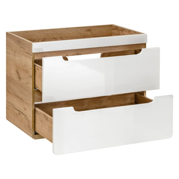 Meuble suspendu avec lavabo et siphon ARVIDA - blanc - 2 tiroirs - 60 x 59 x 46 cm – Image 2