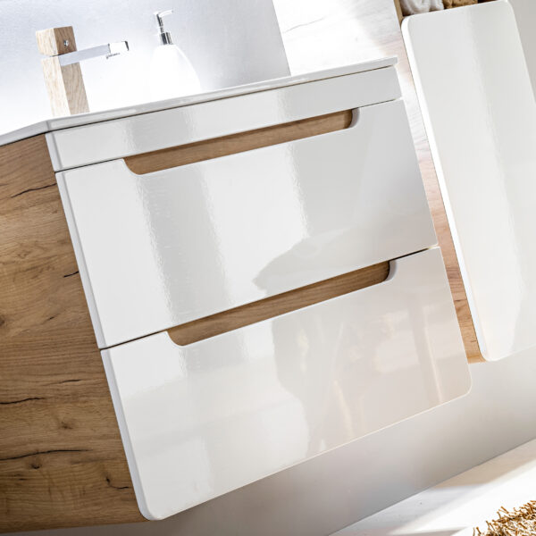 Meuble suspendu avec lavabo et siphon ARVIDA - blanc - 2 tiroirs - 60 x 59 x 46 cm – Image 6