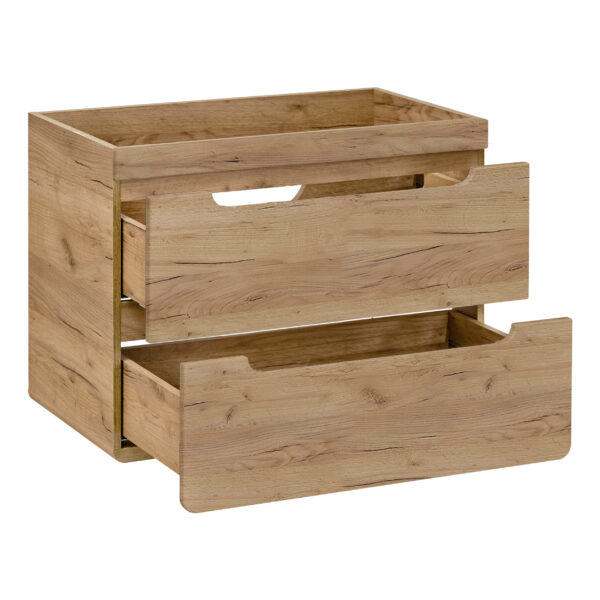 Meuble suspendu avec lavabo et siphon ARVIDA - couleur chêne - 2 tiroirs - 80 x 59 x 46 cm – Image 3