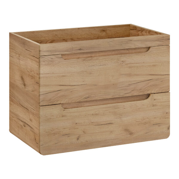 Meuble suspendu avec lavabo et siphon ARVIDA - couleur chêne - 2 tiroirs - 80 x 59 x 46 cm – Image 5