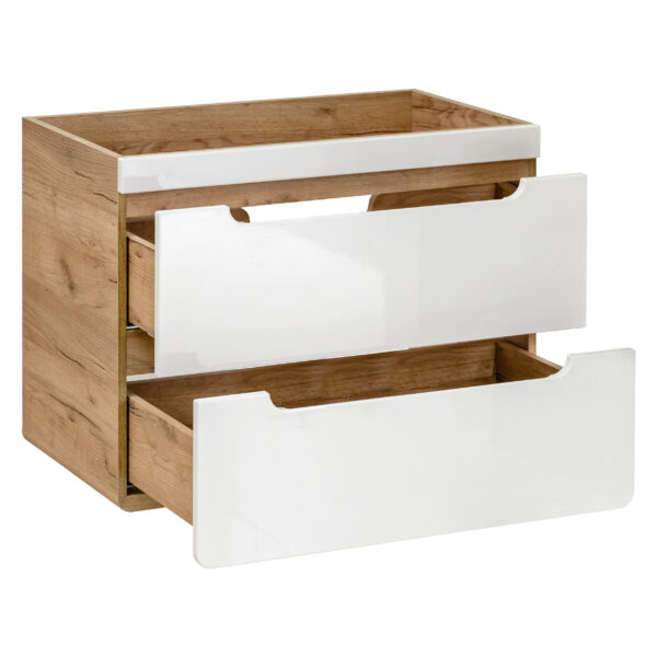 Meuble suspendu avec lavabo et siphon ARVIDA - blanc - 2 tiroirs - 80 x 59 x 46 cm – Image 3