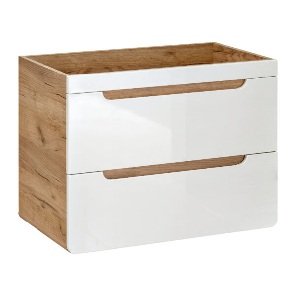 Meuble suspendu avec lavabo et siphon ARVIDA - blanc - 2 tiroirs - 80 x 59 x 46 cm – Image 5