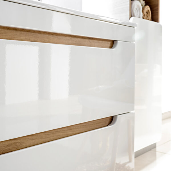 Meuble suspendu avec lavabo et siphon ARVIDA - blanc - 2 tiroirs - 80 x 59 x 46 cm – Image 6