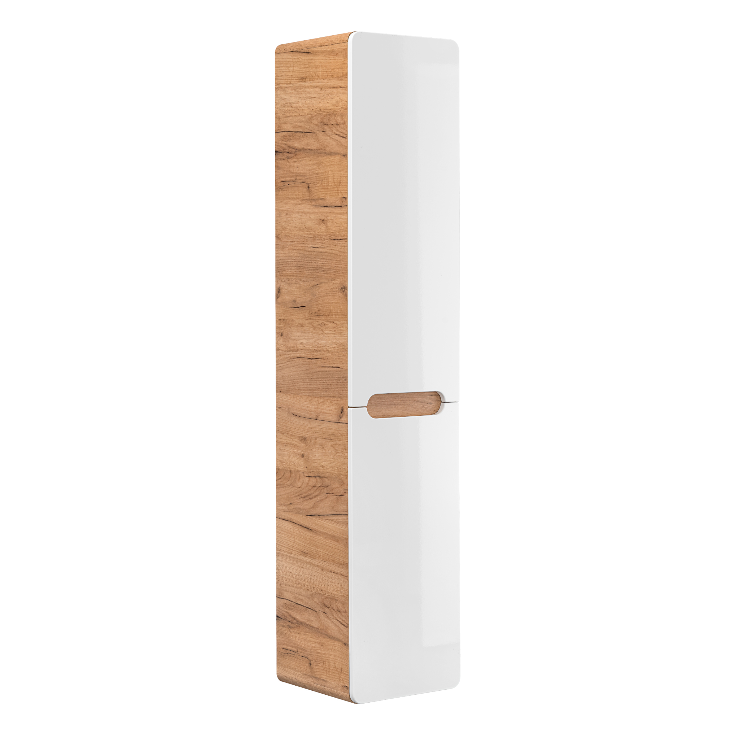 XMEBLAZSZKCM00101201_00-1.jpg Armoire haute suspendue de salle de bain ARVIDA - blanche - 2 portes - panier intégré - 35 x 170 x 35 cm – Image 1