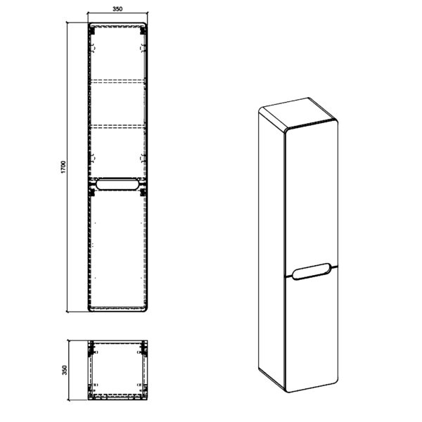 Armoire haute suspendue de salle de bain ARVIDA - blanche - 2 portes - panier intégré - 35 x 170 x 35 cm – Image 3