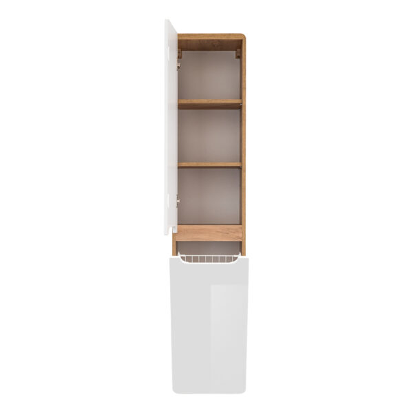 Armoire haute suspendue de salle de bain ARVIDA - blanche - 2 portes - panier intégré - 35 x 170 x 35 cm – Image 6