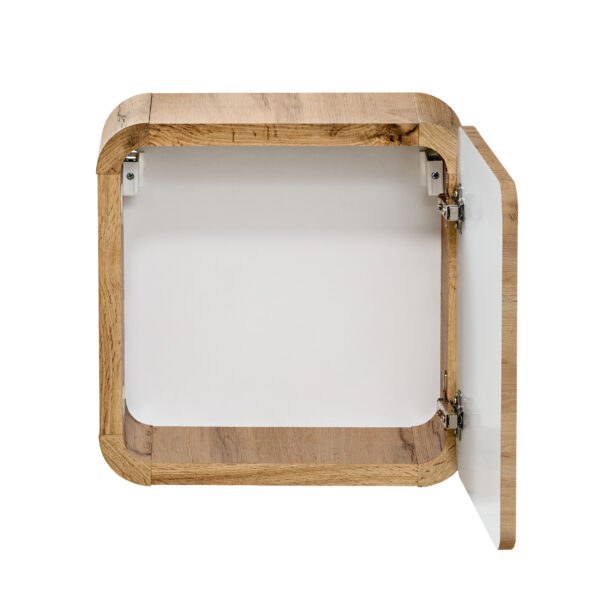Armoire murale carrée de salle de bain ARVIDA - couleur chêne - angles arrondis - 35 x 35 x 22 cm – Image 3