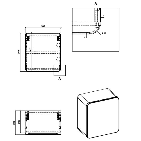 Armoire murale carrée de salle de bain ARVIDA - blanche - angles arrondis - 35 x 35 x 22 cm – Image 3