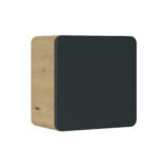 Armoire murale carrée de salle de bain ARVIDA - couleur chêne - façade grise - angles arrondis - 35 x 35 x 22 cm