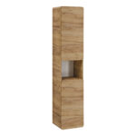 Armoire haute suspendue de salle de bain ARVIDA - couleur chêne - 2 portes - angles arrondis - 35 x 170 x 35 cm