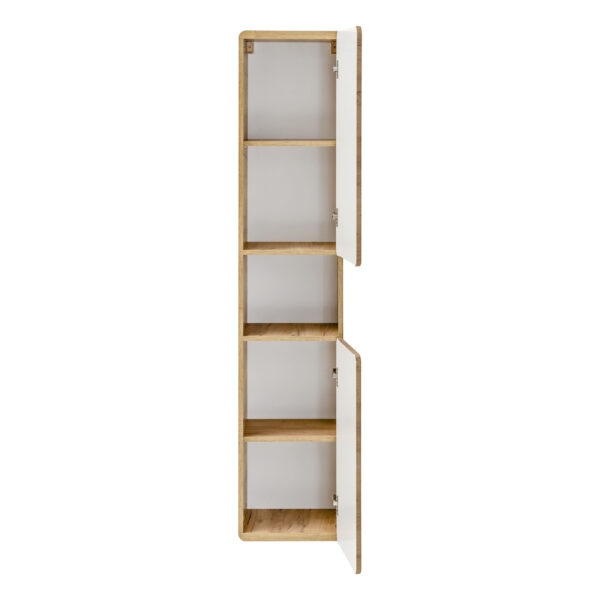 Armoire haute suspendue de salle de bain ARVIDA - couleur chêne - 2 portes - angles arrondis - 35 x 170 x 35 cm – Image 3