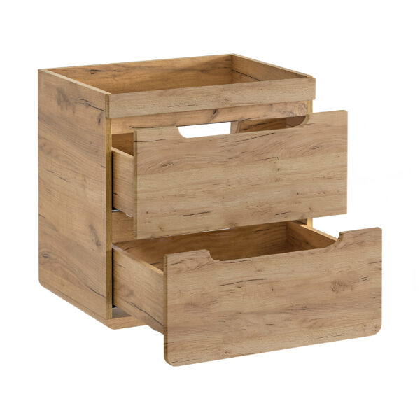 Meuble suspendu sous lavabo ARVIDA - couleur chêne - 2 tiroirs - 60 x 59 x 46 cm – Image 3