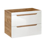 Meuble suspendu sous lavabo ARVIDA - blanc - 2 tiroirs - 60 x 59 x 46 cm