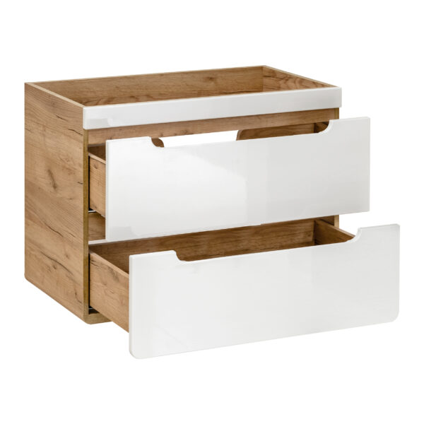 Meuble suspendu sous lavabo ARVIDA - blanc - 2 tiroirs - 60 x 59 x 46 cm – Image 2