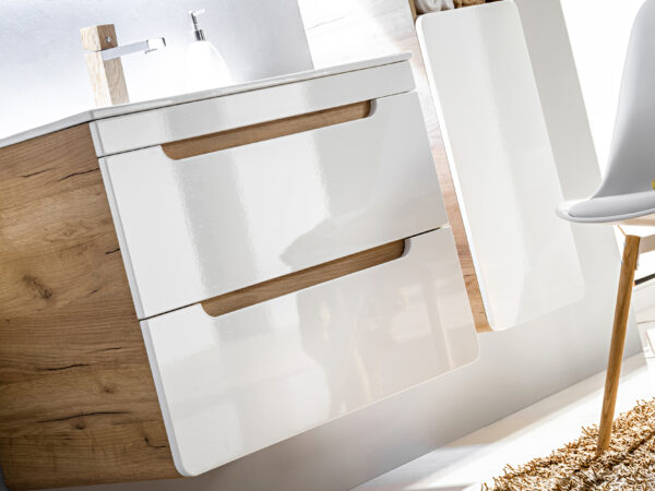 Meuble suspendu sous lavabo ARVIDA - blanc - 2 tiroirs - 60 x 59 x 46 cm – Image 5
