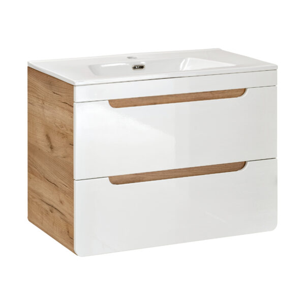 Meuble suspendu sous lavabo ARVIDA - blanc - 2 tiroirs - 60 x 59 x 46 cm – Image 6