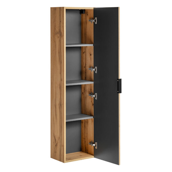 Armoire haute suspendue de salle de bain ADEN - chêne Wotan - façades rainurées - 35 x 140 x 25 cm – Image 3