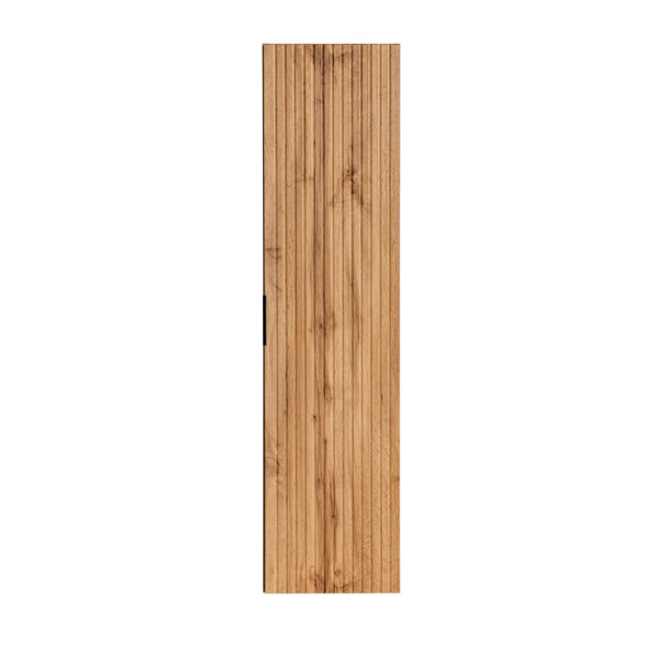 Armoire haute suspendue de salle de bain ADEN - chêne Wotan - façades rainurées - 35 x 140 x 25 cm – Image 5