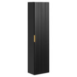 Armoire haute suspendue de salle de bain ADEN - noire - façades rainurées - 35 x 140 x 25 cm