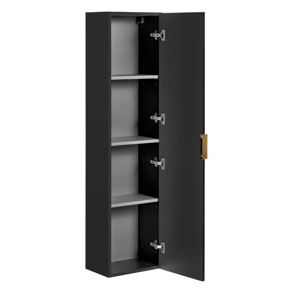 Armoire haute suspendue de salle de bain ADEN - noire - façades rainurées - 35 x 140 x 25 cm – Image 3